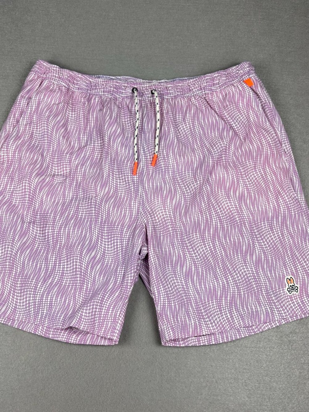 Psycho Bunny Purple Geometric Swim Trunks Shorts XXL Drawstring Logo Lined
